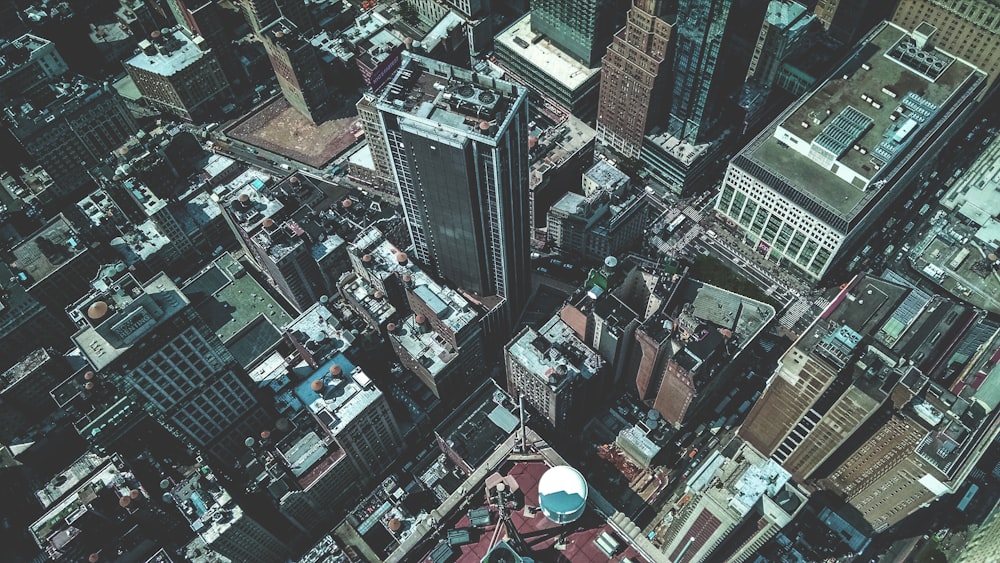 都市の建物の鳥瞰写真