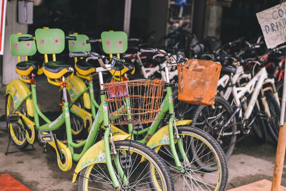 bicycle lot displaying on shop for sale