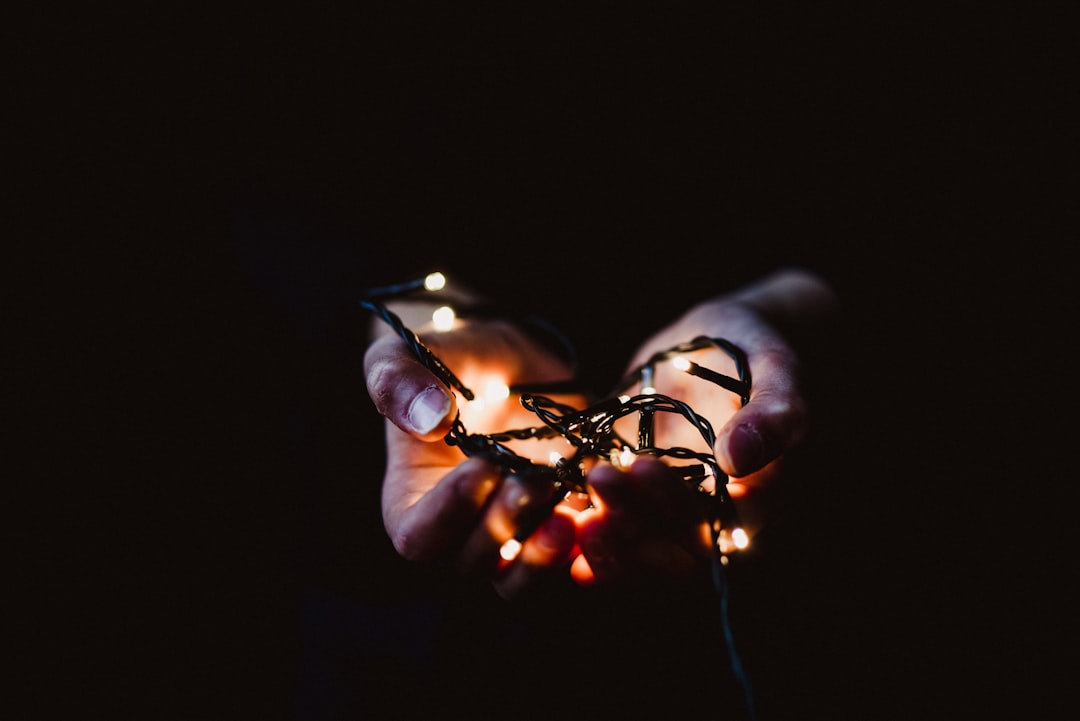 low-light photo of string light