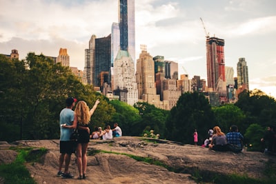 Manhattan Buildings - Dari Central Park Rocks, United States