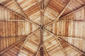 brown wooden ceiling surface