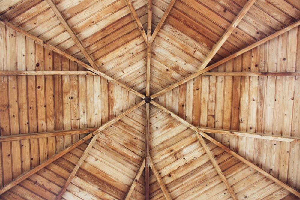 brown wooden ceiling surface