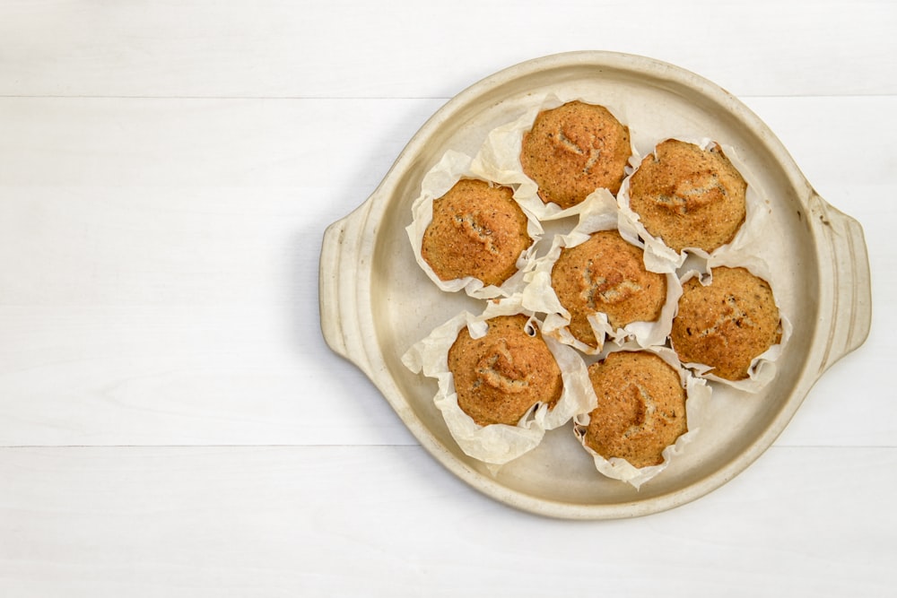 cupcakes on brown plate