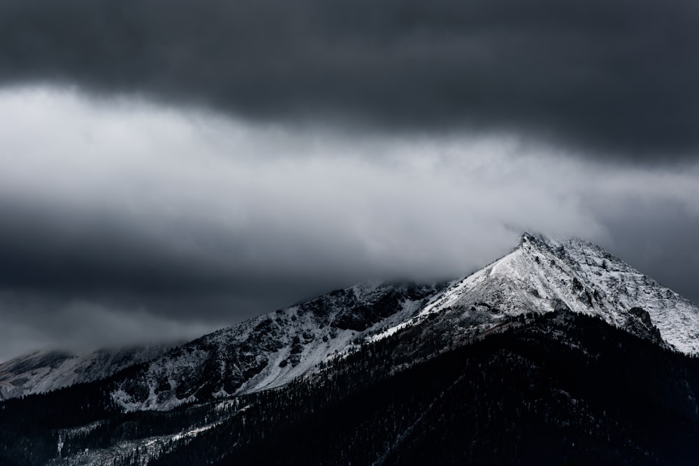 snow mountain with clouds