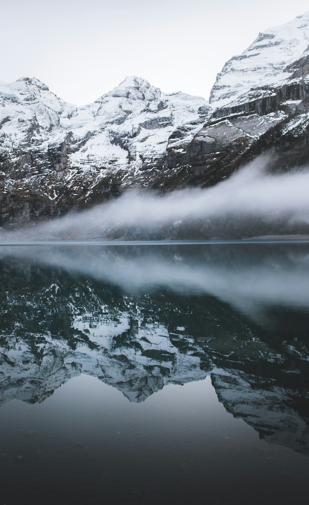 reflection photography of mountains