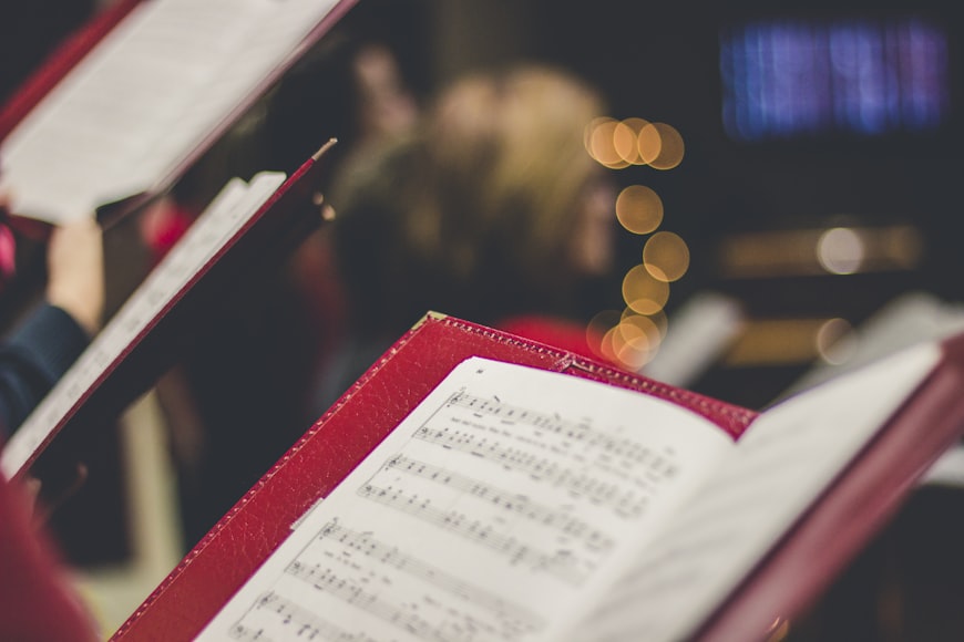 Close up of Christmas Song book