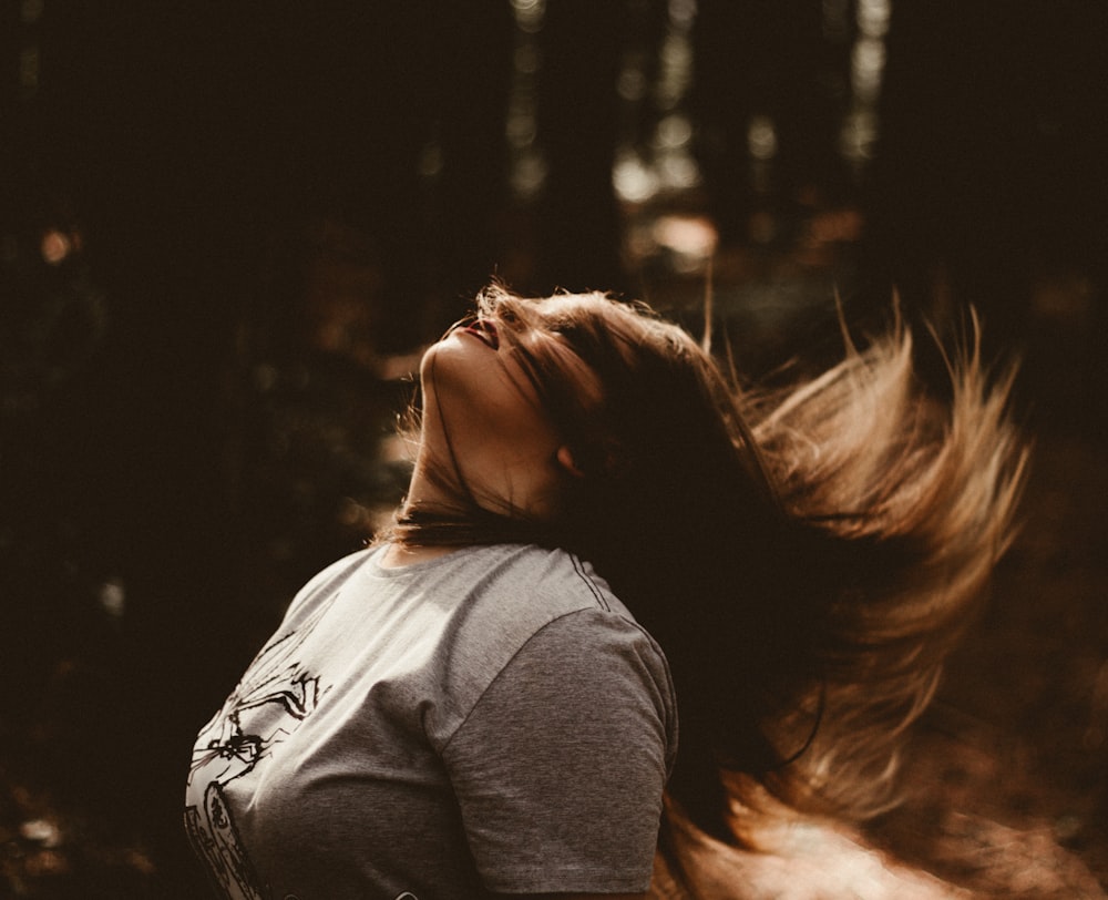 woman flipping her hair