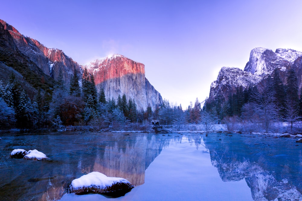 shallow focus photography of brown and white mountain