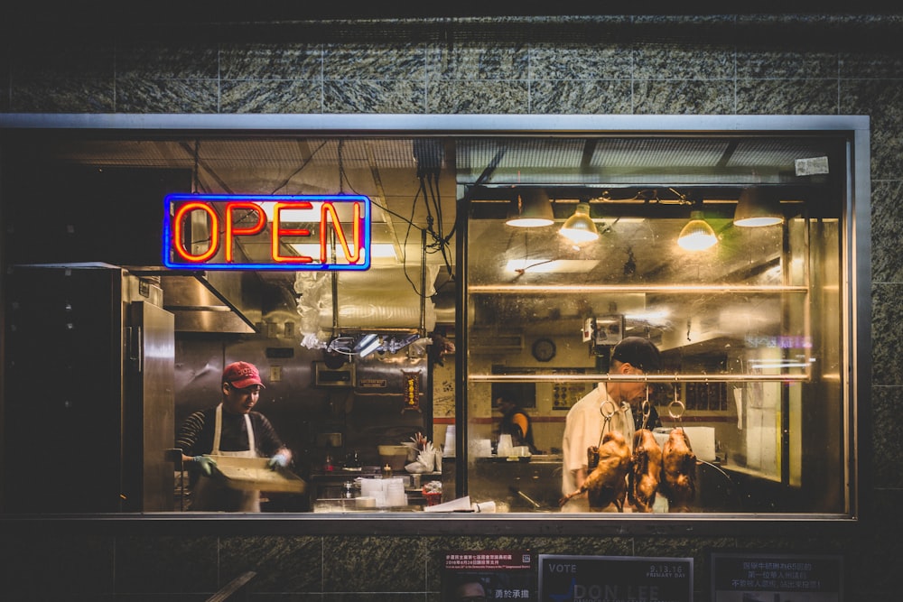 person standing in kitchen during nighttime