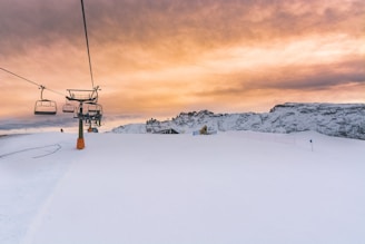 cable train over snowy field