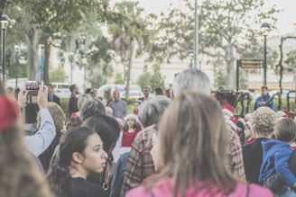 A festive celebration with families and children during a holiday event.