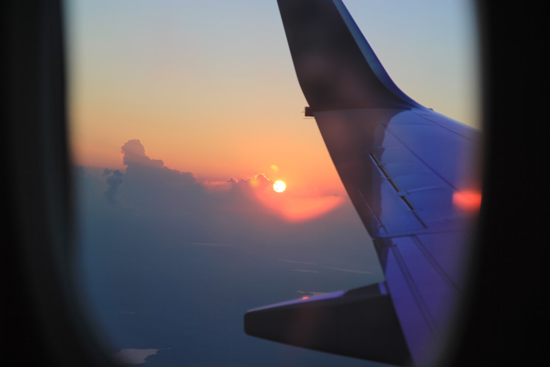 grey airplane wing, Flight to Iceland