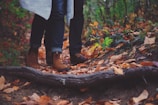 a man and a woman walking in the woods