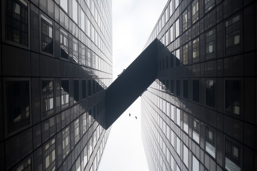 worms-eye-view of black building