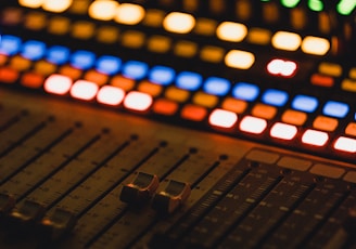 shallow focus photography of audio mixer