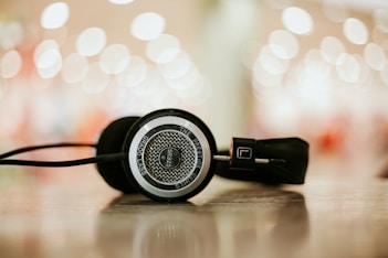 selective focus photo of black headset
