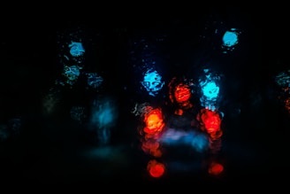 bokey photography of red and blue light