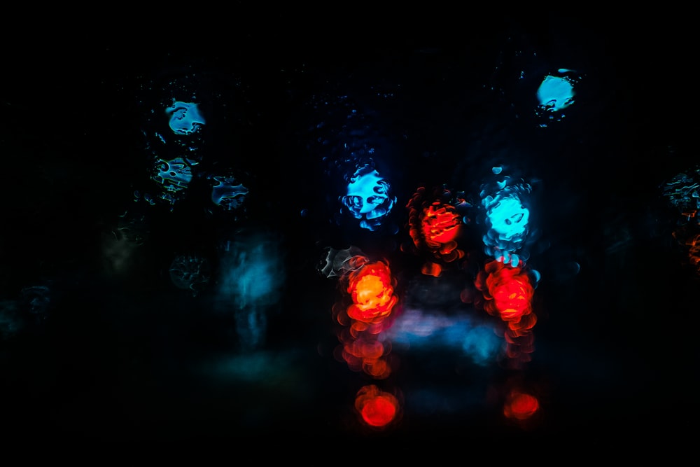 bokey photography of red and blue light
