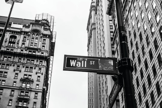 grayscale photo of 1-21 Wall street signage
