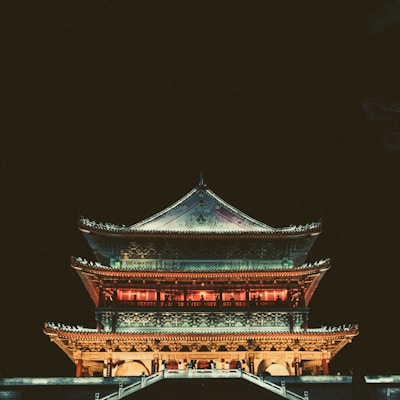 pagoda temple during nighttime