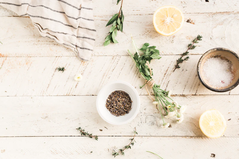 fresh green herbs in a bowl