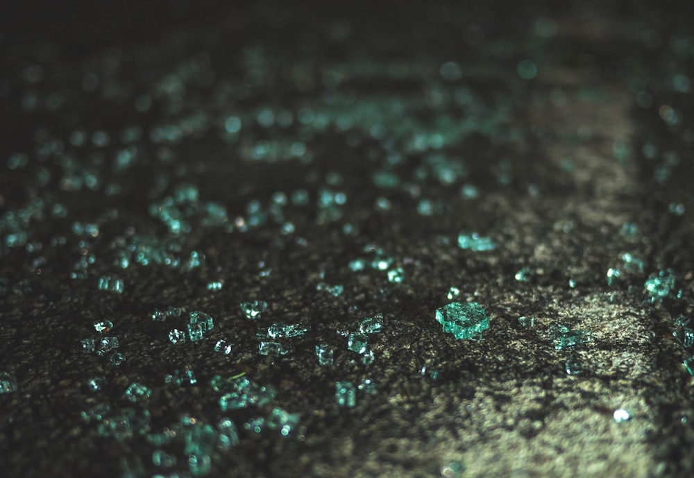 a close up of water droplets on a surface