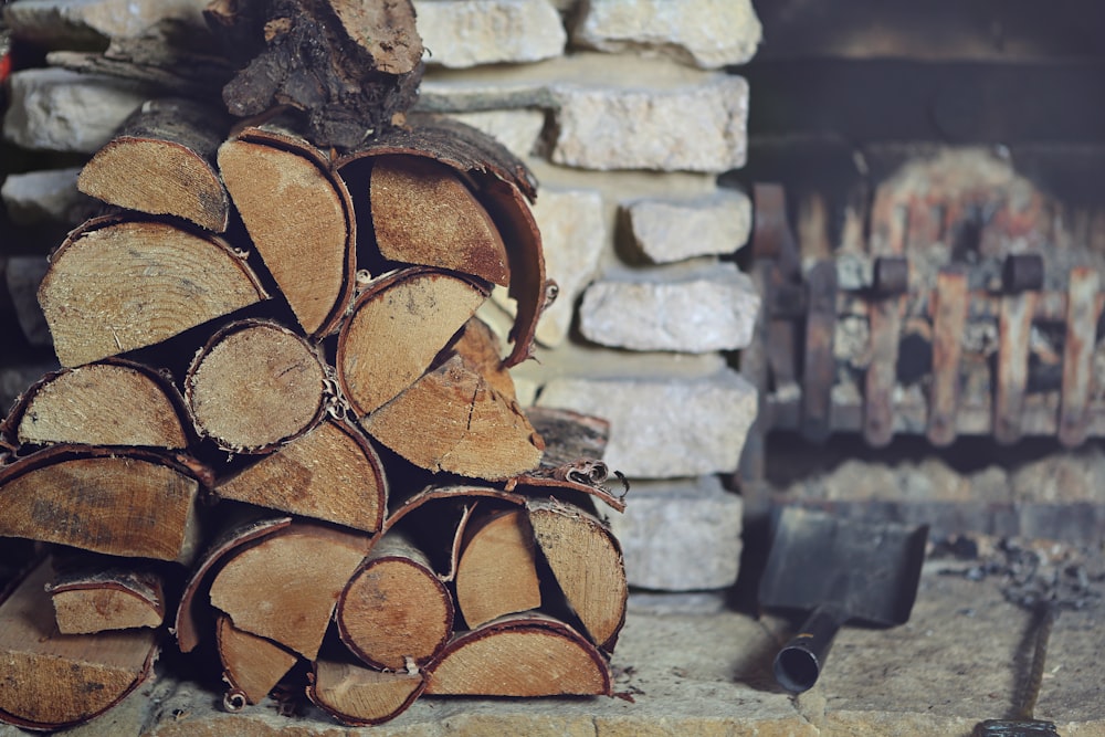 firewood lot near fireplace