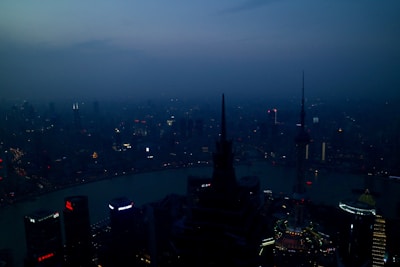 Evening view of a high-rise condo balcony overlooking the Chicago river.
