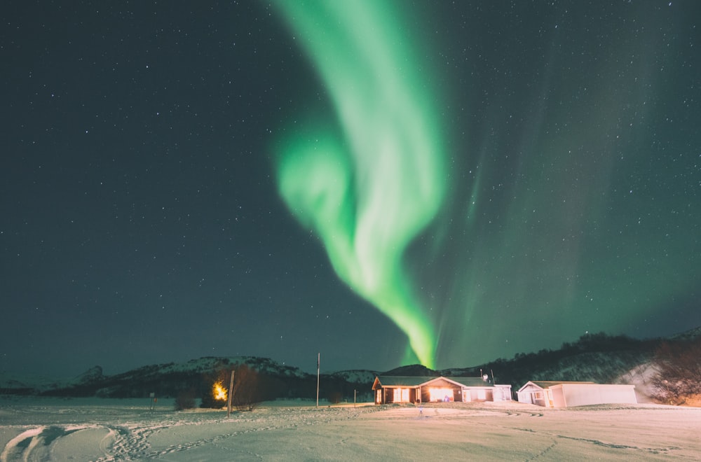 aurora boreale durante l'inverno