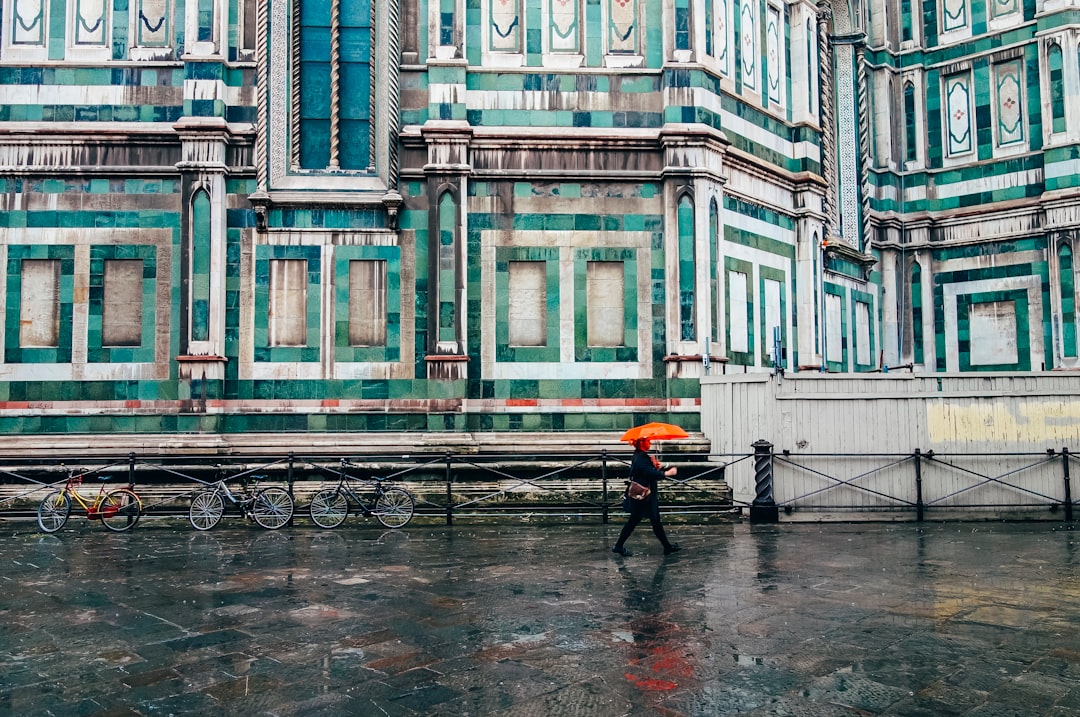 person holding umbrella walking on road