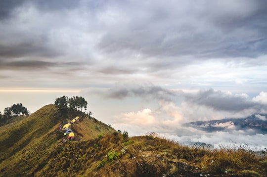 tent on top of mountain in Mount Rinjani Indonesia