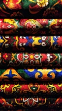 A vibrant handblock printed fabric showcasing intricate designs.