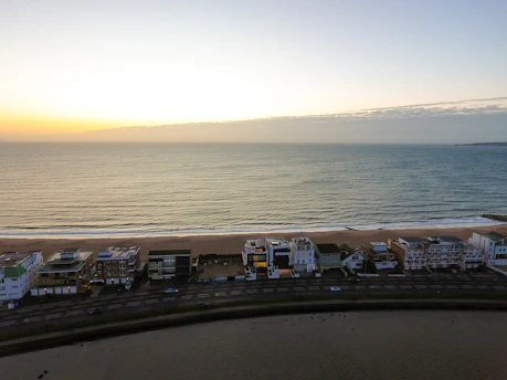 A serene ocean horizon at dawn symbolizing new business opportunities.