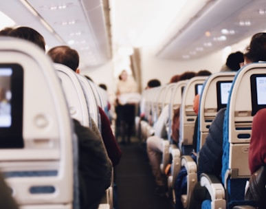 shallow focus photography of people inside of passenger plane