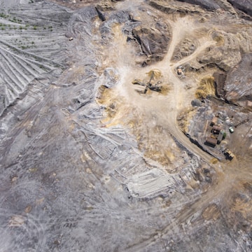 bird's eye view of mining area