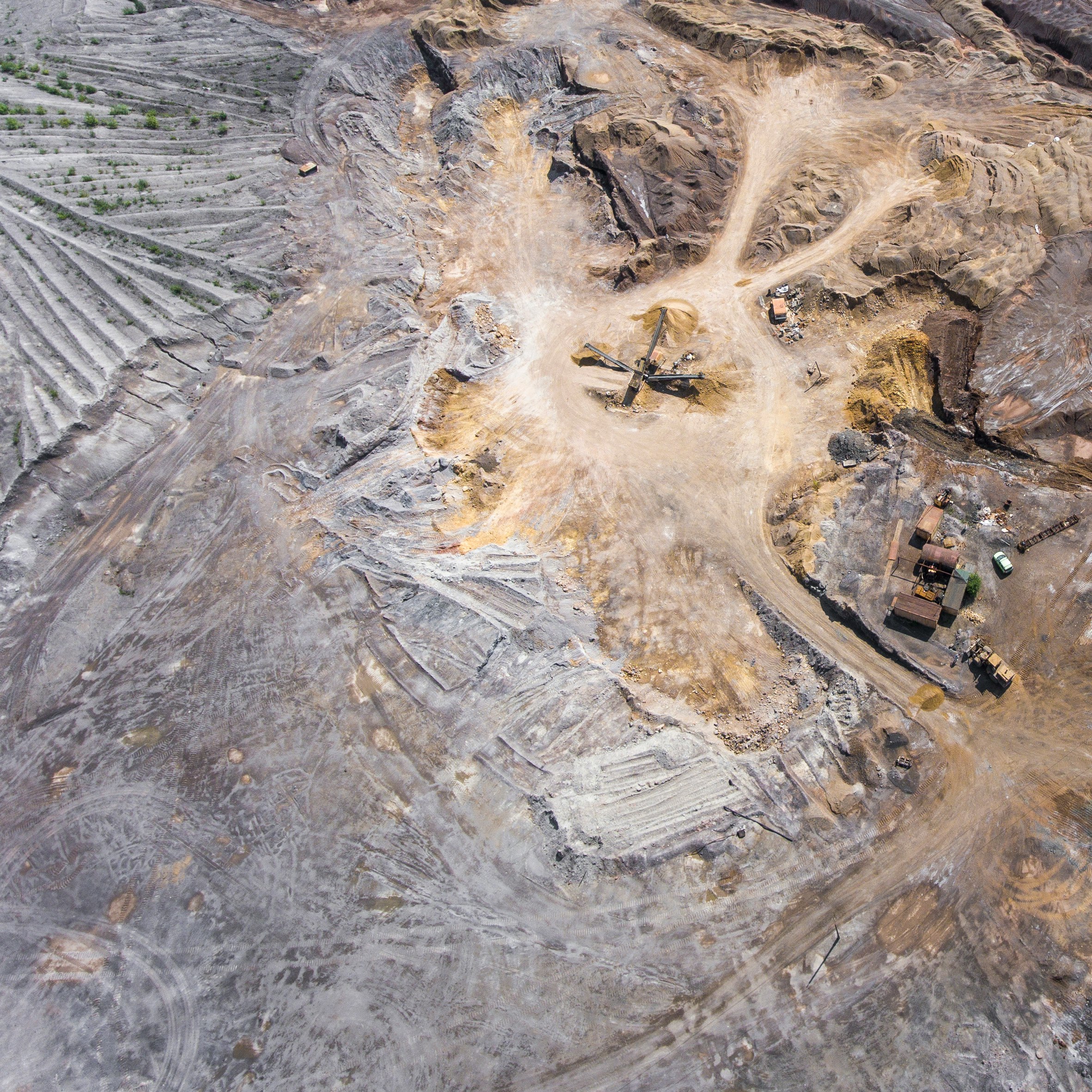 bird's eye view of mining area