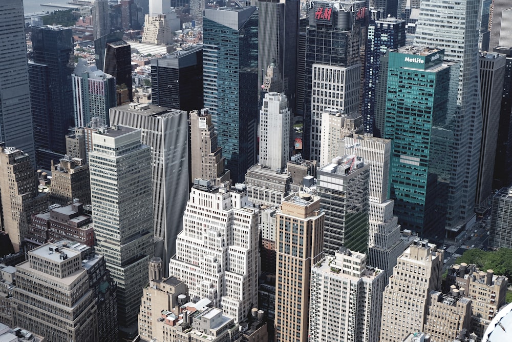 aerial view of city buildings