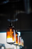 photo of white amber glass lamps