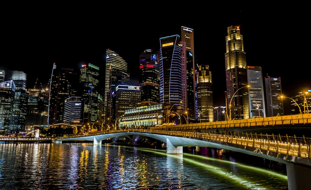 city with skyscraper during night