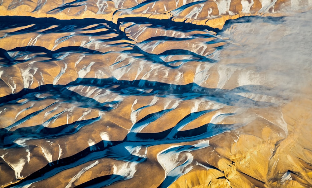 aerial view of rock mountain