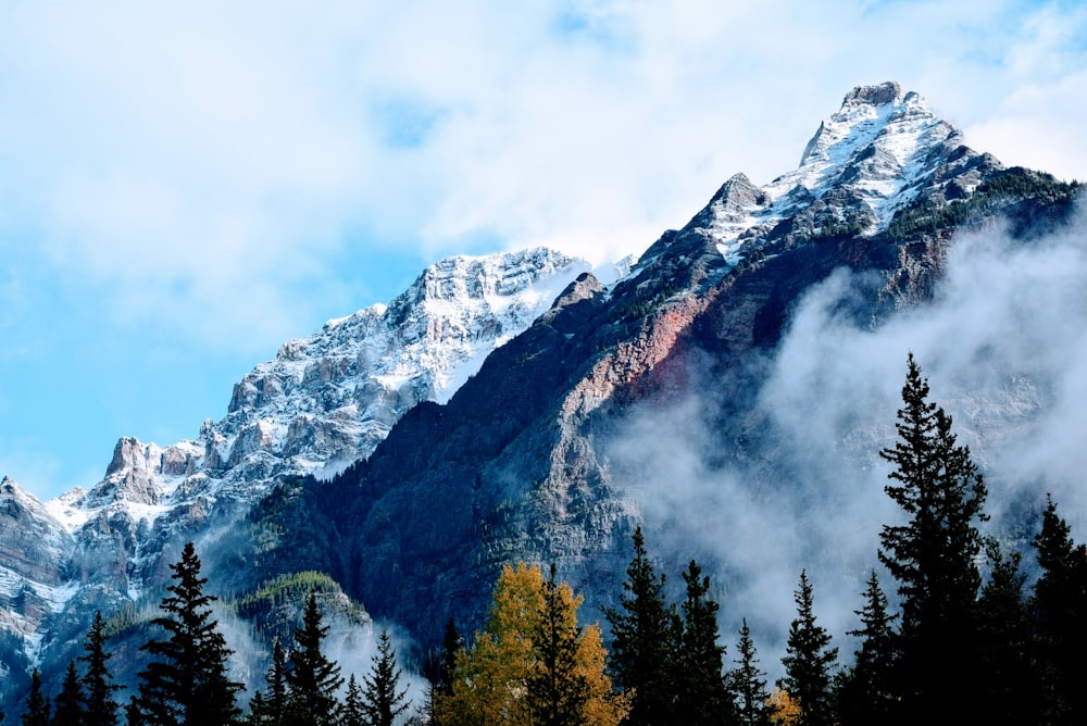 Fotografía de paisaje de montaña cubierta de nieve