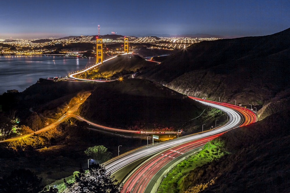 aerial shot of Golden Gate