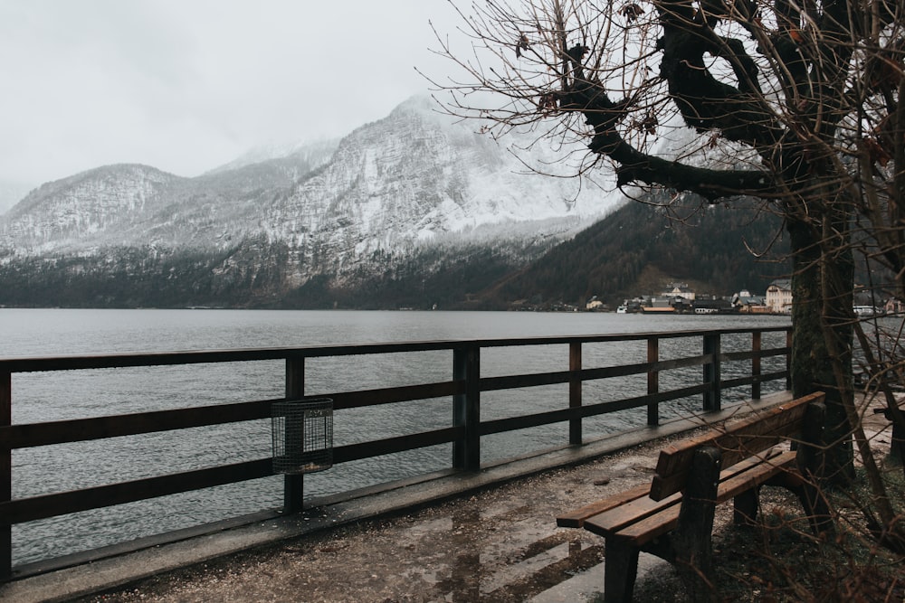 snow covered mountain near body of water during daytime