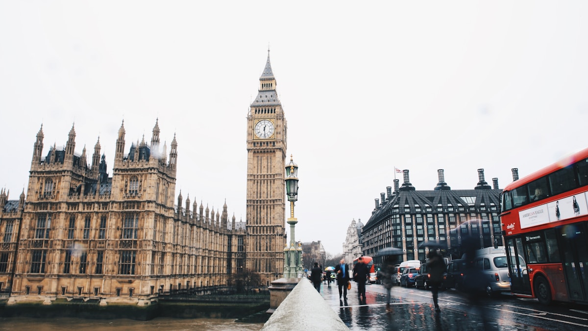 people near Big Ben in London