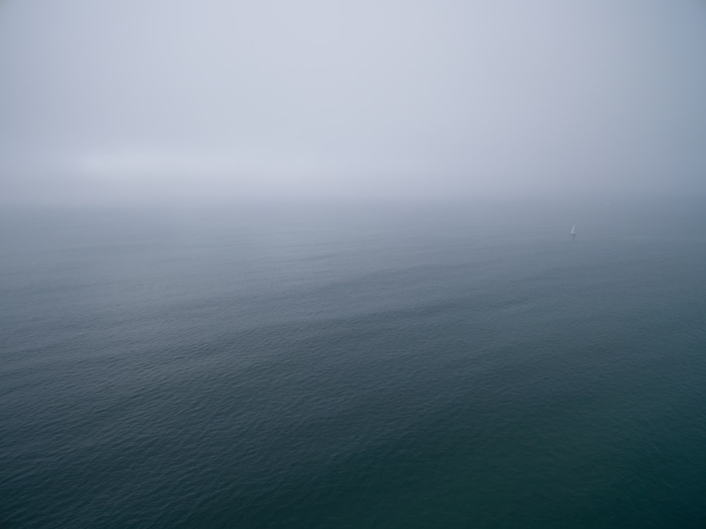 top view of ocean under grey clouds