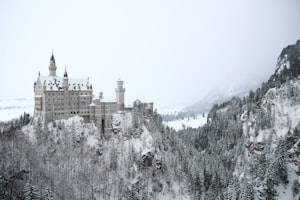 Snow-covered Neuschwanstein Castle in winter