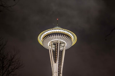 space needle, washington illuminated zoom background