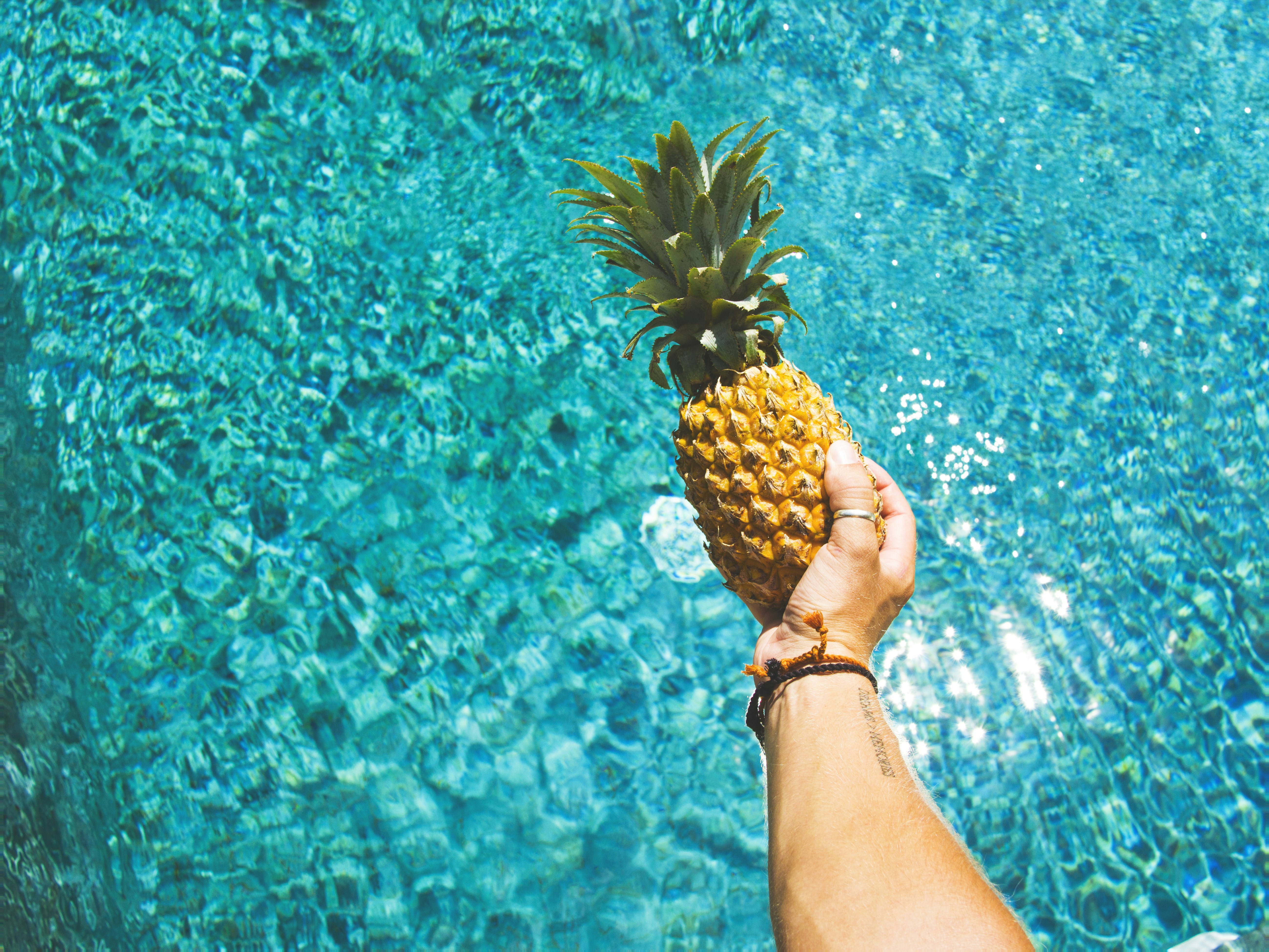 person holding yellow pineapple