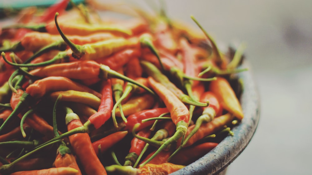 macro photography of red jalapenos