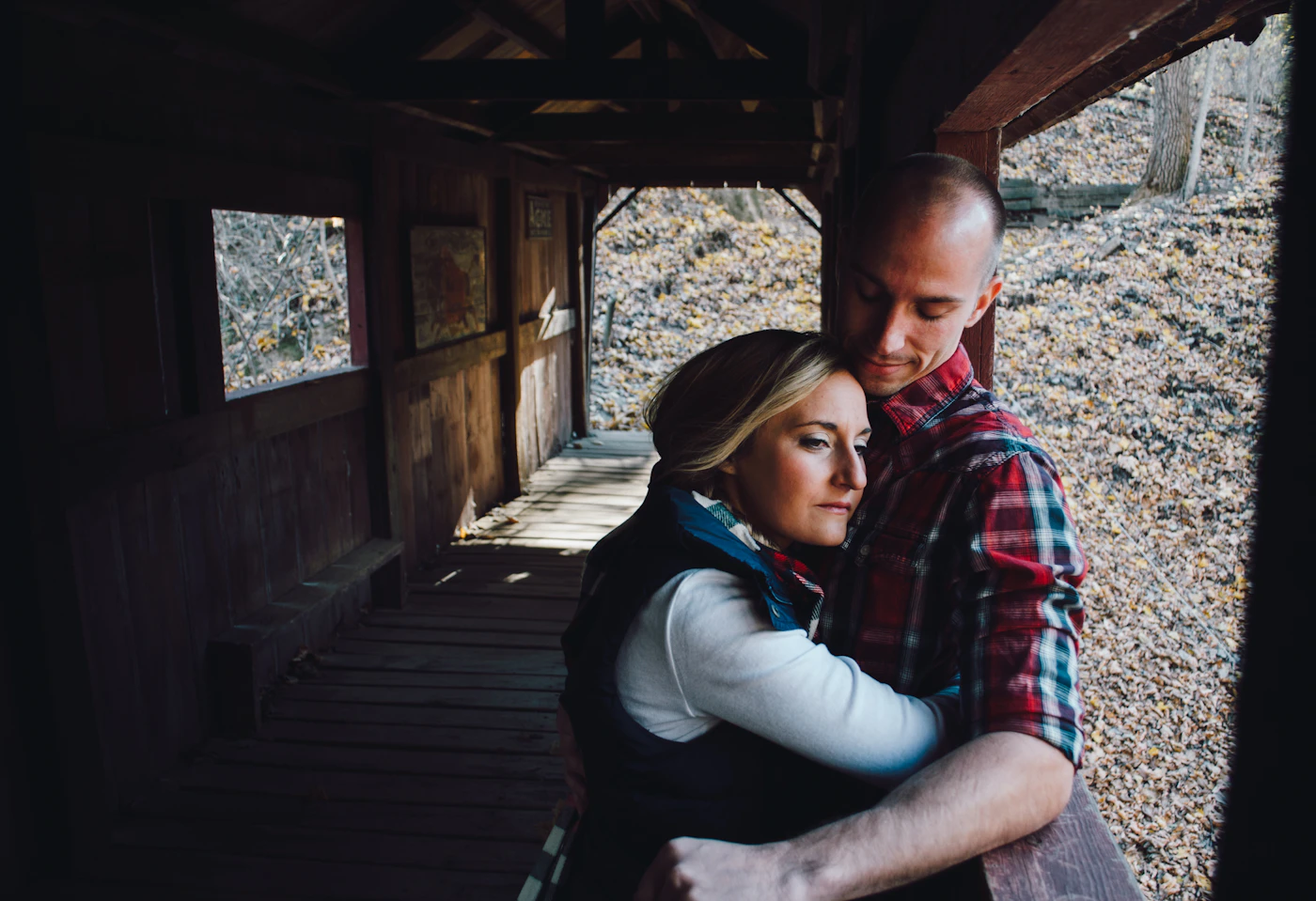 Two people embracing during a warm reunion